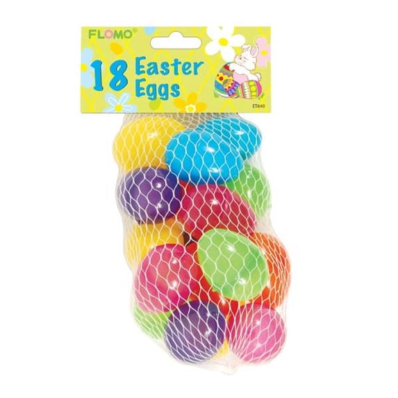 18 count 1.8" Glossy Plastic Easter Eggs Case Pack 72