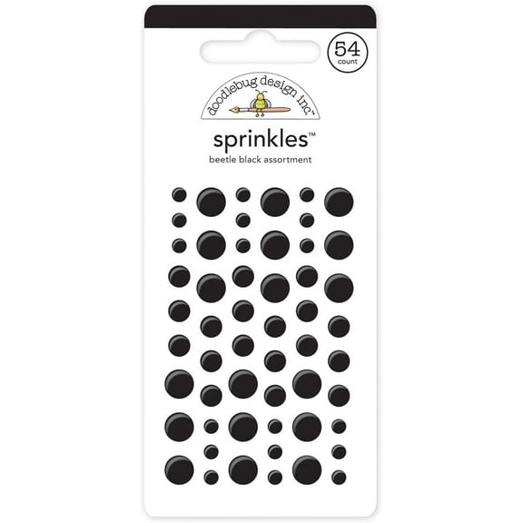 Glossy Enamel Adhesive, Black Dots, 54-Pack