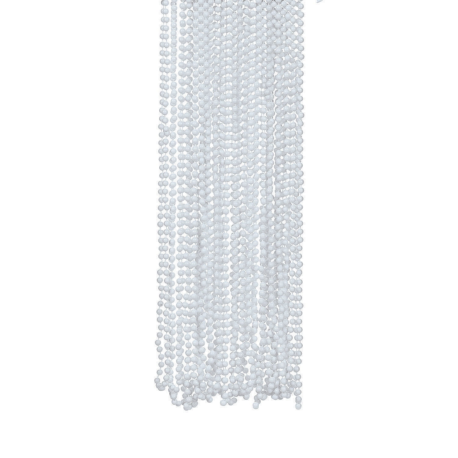 Fun Express Beaded White, Beads Mardi Gras Necklaces, Plastic, 1/4" Beads on Strands, 30 Inch, 48 Count per Pack