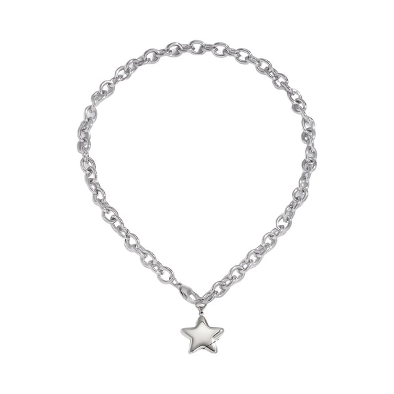 Glossy Geometric Star Pendant Necklace Ergonomic Clavicle Length Design Stainless Steel Fashion Accessory
