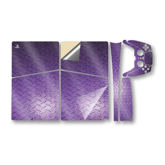 Glossy Glitter Gaming Skin Compatible With Sony PlayStation 5 Pro Bundle - Purple Diamond Plate - Premium 3M Vinyl Protective Wrap Decal Cover - Easy To Apply | PS5 Skin Crafted in the