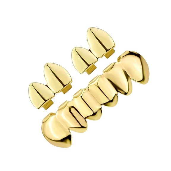 Glossy Hip Hop Mouth Grillzs Set Party Wear Glossy Grillzs Set HipHop Culture Inspired Upper Lower Teeth Caps