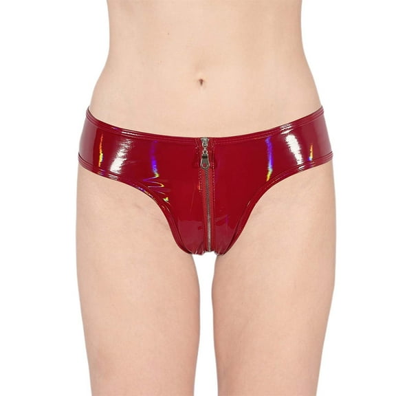 Glossy Leather Sexy Zipper Open Crotch Shorts for Women - Trendy - Alluring Lingerie for Nighttime Romance