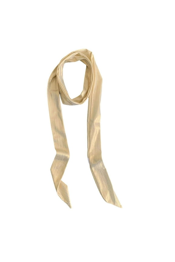 Glossy Long Neck Scarf Hairband for Women Shining Silk Scarf Hairtie Collarbone Neck Wrap Handtied Hair Holder for Daily Gold