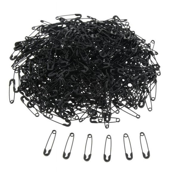 Glossy Metal Needle Safety Pins Nickle Plated 500PCS 18mm Black