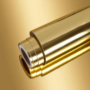 Glossy Metallic Vinyl Roll Adhesive Reflective Non Glass Mirror Vinyl Sheet Peel and Stick Wallpaper 15.7''x118'' Golden Chrome Wrap for Walls Cabinets Shelves Table Crafts
