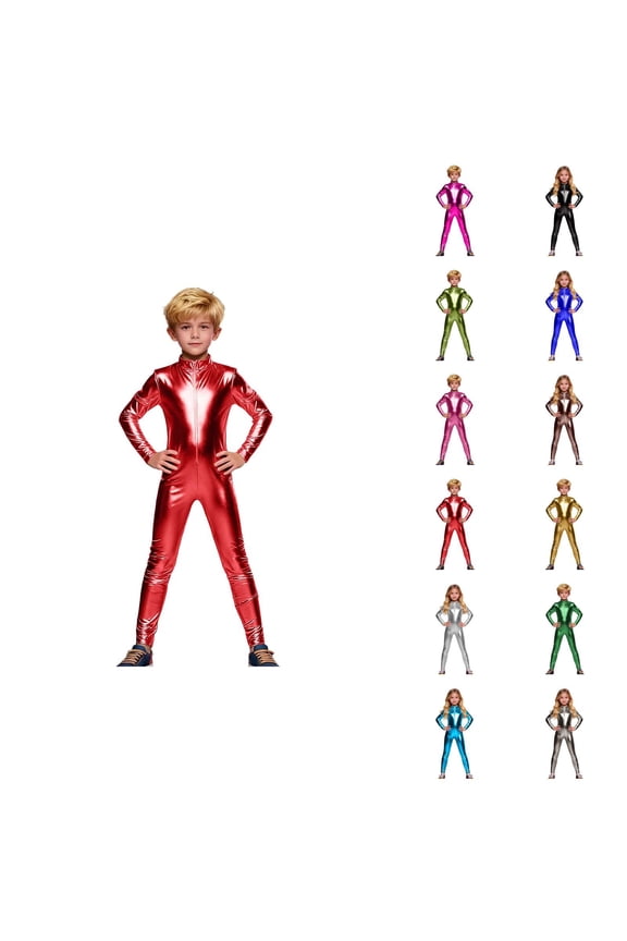 Glossy Oil-Shiny Jumpsuit, Unisex Full Bodysuit for Carnival Party Performance, See-Through Long Sleeve Catsuit with Zipper