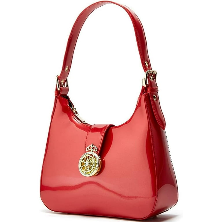 Glossy Patent Leather Handbags Purse for Women Vintage Hobo Bag Shoulder Bag Ladies Small Tote Bag for Party Wedding Walmart