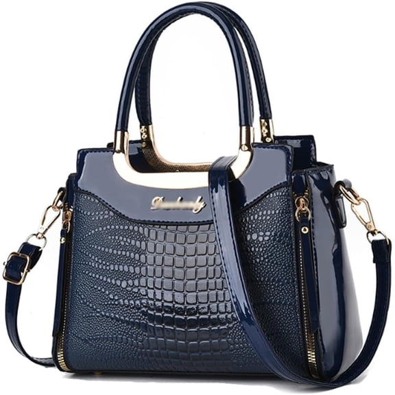 Glossy Patent Leather Handbags Purses for Women Satchel Crocodile Pattern Top Handle Handbag Ladies Shoulder Bag