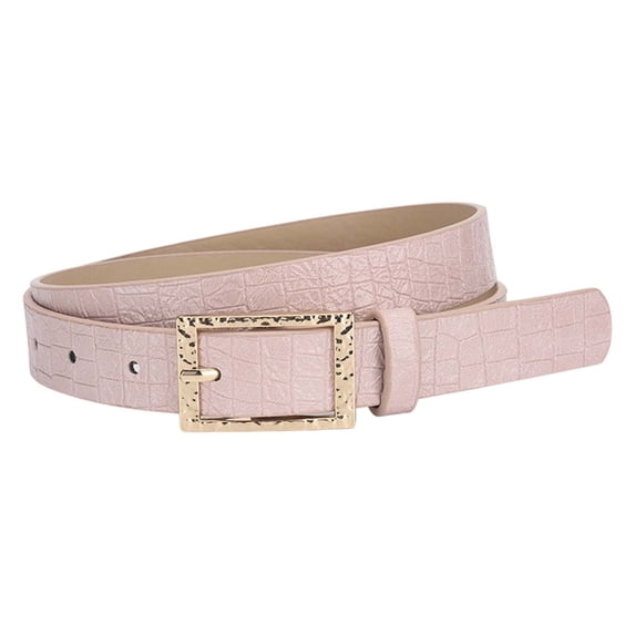Glossy Pattern Leather Belt For With Square Buckle Decorative Waistband
