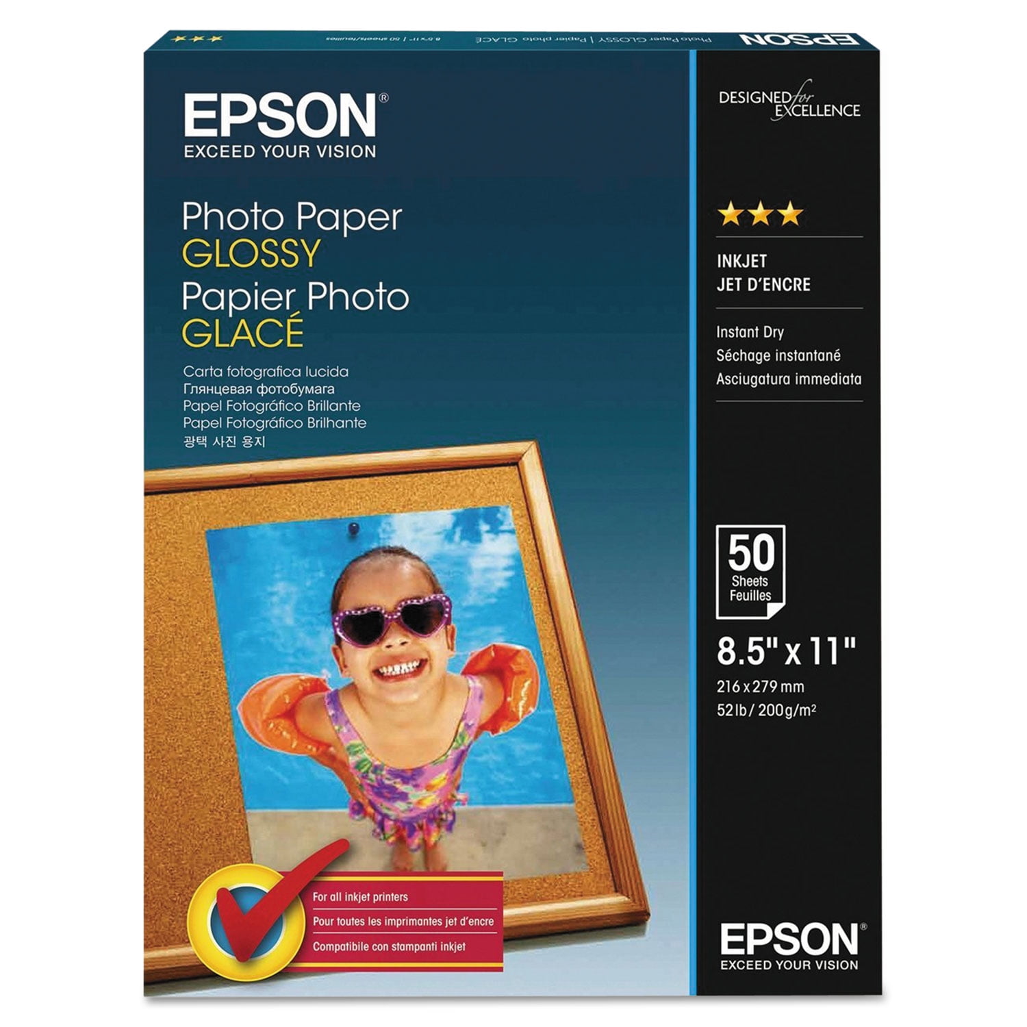 Epson Glossy Photo Paper Letter Size 100 Sheets S041271