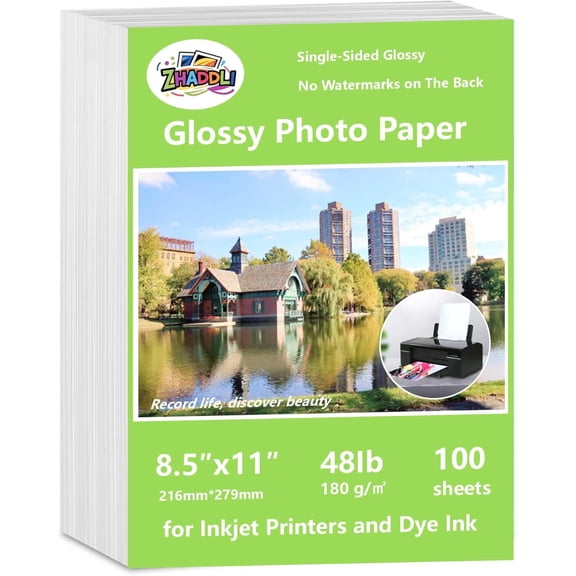 Glossy Photo Paper 8.5 x11,Inkjet Photo Printer Paper, instant DryPicture Paper for Dly chip Bag, Flyers,Cards, Calendars andBrochures(180gsm/48lb)