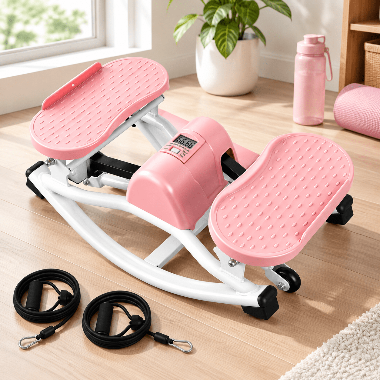 Glossy Pink Side-To-Side Rocking Stepper Machine for Home Fitness ...