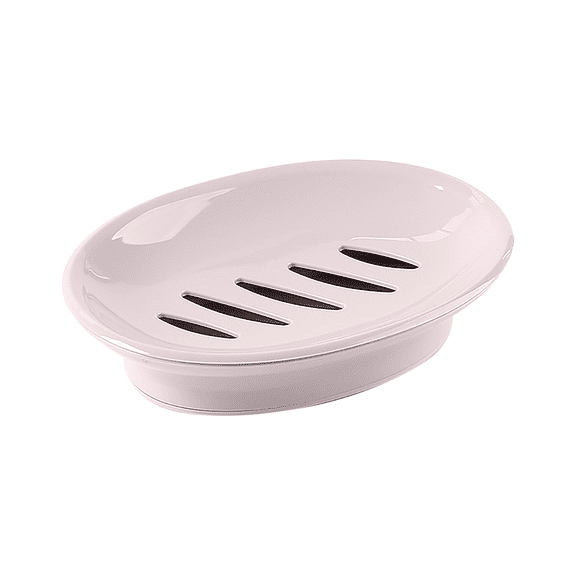 Glossy Plastic Soap Dish, Oval Drainage Soap Holder for Bathroom Kitchen Shower, Simple and Versatile,Rounded, Non-Slip Base,1PC,4.3*6 in.