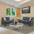 thumbnail image 1 of Glossy Polyfiber 2 Piece Sofa Set In Charcoal Gray- Saltoro Sherpi, 1 of 6