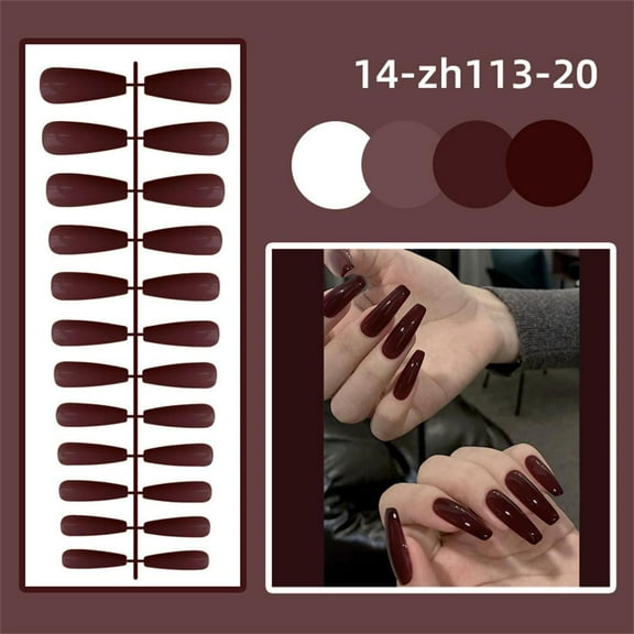Glossy Pr On Nails Long Square Fake Nails Elegant 24Pcs σ. !и ιβ B6T1 S7 Q7R1