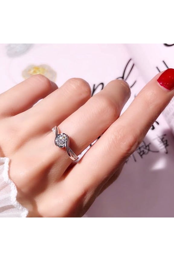 Glossy Stackable Ring Geometric Artificial Gemstones Inlaid Women Ring Twist Design Promise Ring Jewelry Accessories
