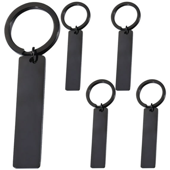 ifundom Black Stainless Steel Key Chains, Set of 5 Blank Keyrings for Custom Decoration and Accessories