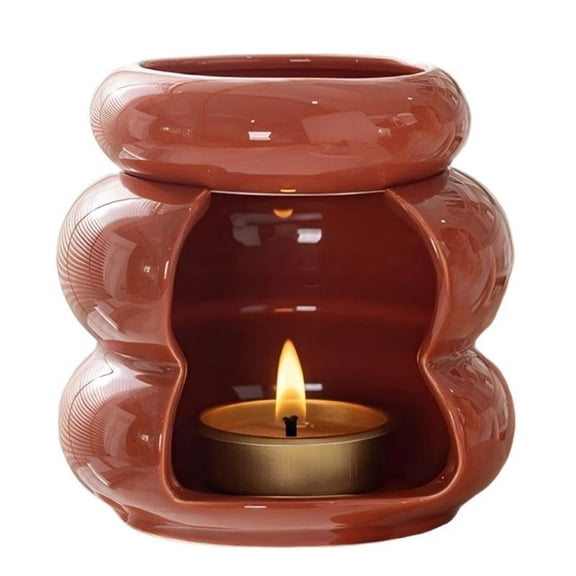 Glossy Terracotta Ceramic Wax Melt Warmer 2-Tier Bubble Design Candle Oil Burner for Essential Oils & Wax Melts Decorative Aromatherapy Diffuser Home Decor