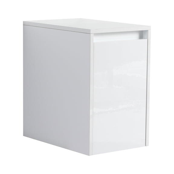 12" Bathroom Side Cabinet Soft Close Doors Float Mounting Design Glossy White,(KD-Packing)