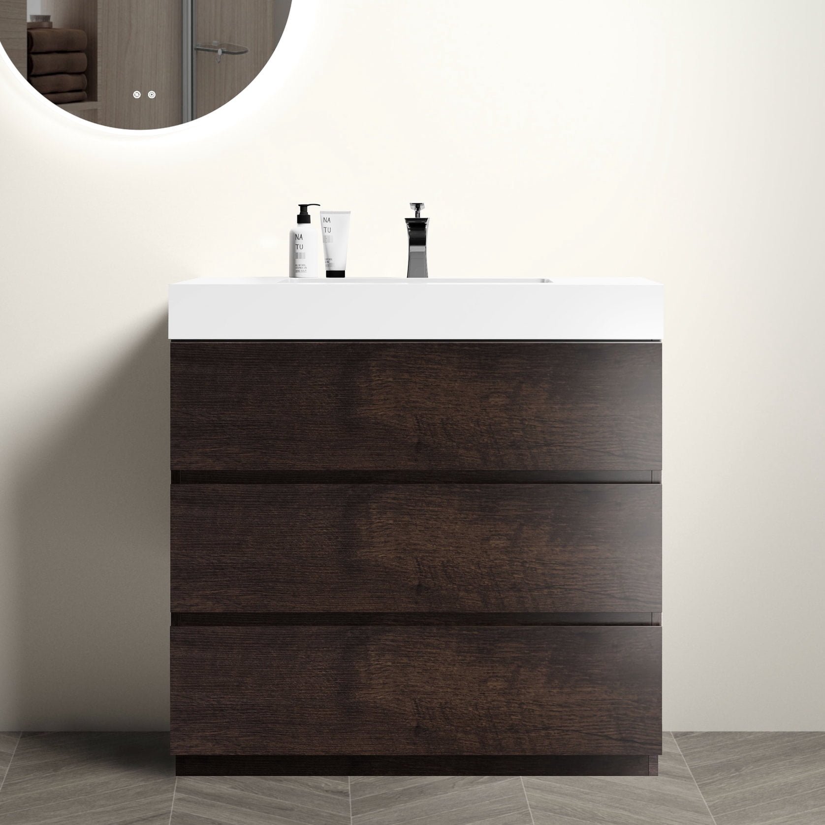 Glossy White Basin, Three Drawer System | Create a Modern Bathroom Look ...