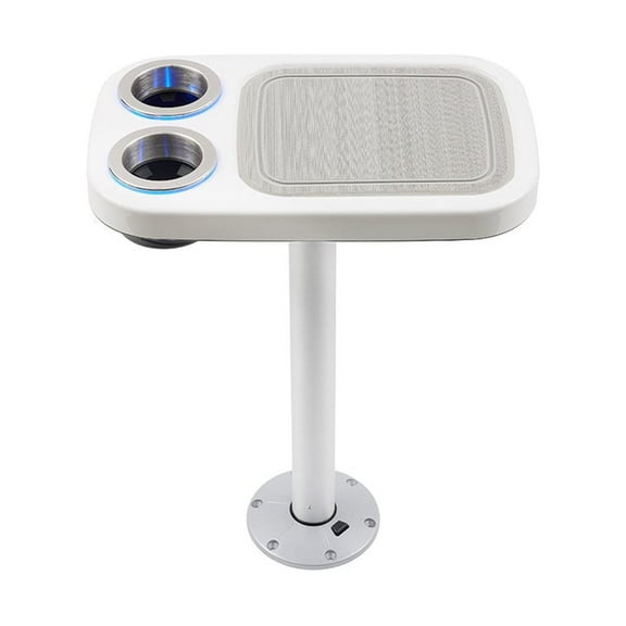 Glossy White - Battery Powered LED Lit Cocktail Boat Table w/ Center Foam Mat