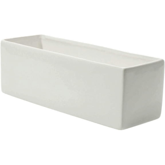 Glossy White Ceramic Planter - 4 x 12 Inches - Urban Rectangular Pot for Succulents - Modern Planter for Office or Home