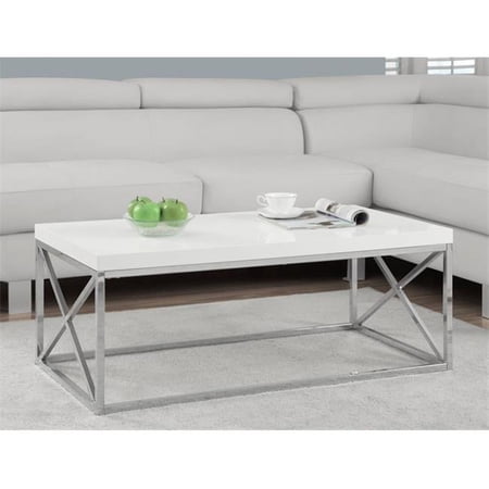 Glossy White - Chrome Metal Cocktail Table