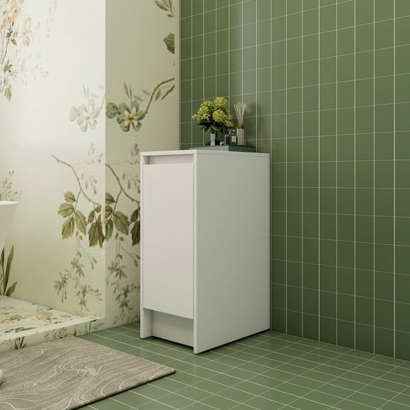 Glossy White Color - Hidden Handle Design - Bathroom Storage - Add Mystery and Elegance