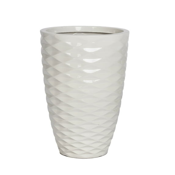 Glossy White Honeycomb Planter | 19" | Vintage Home