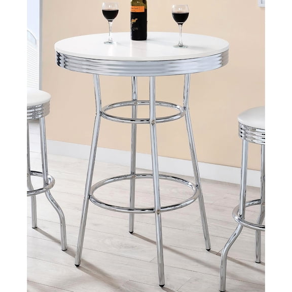 Glossy White & Round Dining Table, Modern Aesthetic, 42.42" H X 30" W D, Made With Materials Table For Area, Design, Crafted Durability In Mind