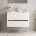 thumbnail image 1 of Glossy White Stone Resin Sink - Soft Close Drawers - Bathroom - Easy Cleaning and Storage, 1 of 7