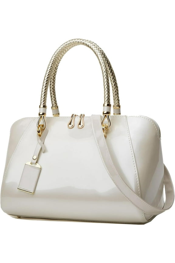 Glossy Women Handbag Patent Leather Large Size Top-Handle Bag Shiny Shoulder Bag Tote Evening Purse Party Satchel