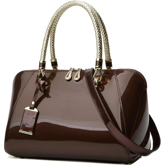 Glossy Women Handbag Patent Leather Large Size Top-Handle Bag Shiny Shoulder Bag Tote Evening Purse Party Satchel