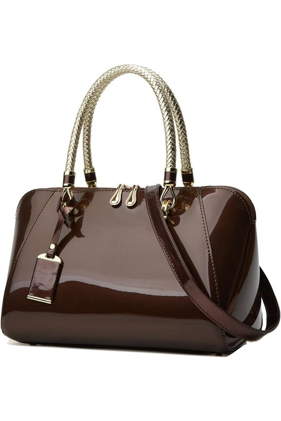 Glossy Women Handbag Patent Leather Large Size Top-Handle Bag Shiny Shoulder Bag Tote Evening Purse Party Satchel
