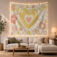thumbnail image 1 of Glossy Yellow Heart With Smaller Soft Pink Heart, Mystical Fantasy for Space Lovers, Galaxy Room Decor, Valentine's Day Gift, Tapestry Wall Hanging for Bedroom and Dorm, 1 of 7