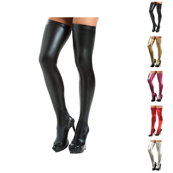 Glossy Zip Up Thigh High Compression Socks for Women â Sleek Patent Look with Stretch Fit, Fashionable and Sexy Design, Ideal for Party, Night Out, and Dance Events