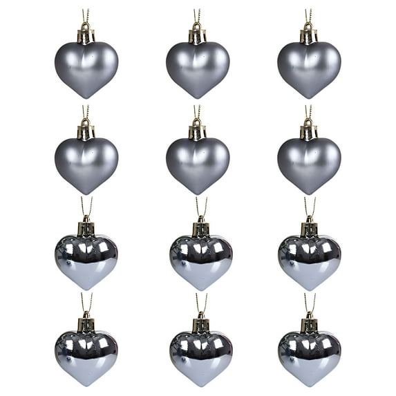 Glossy and Matte Heart Pendants 12 Pack Valentine's Day Party Decorations Gift Bag Accessories Table Scatter Hanging Ornaments for Crafts Home Decor