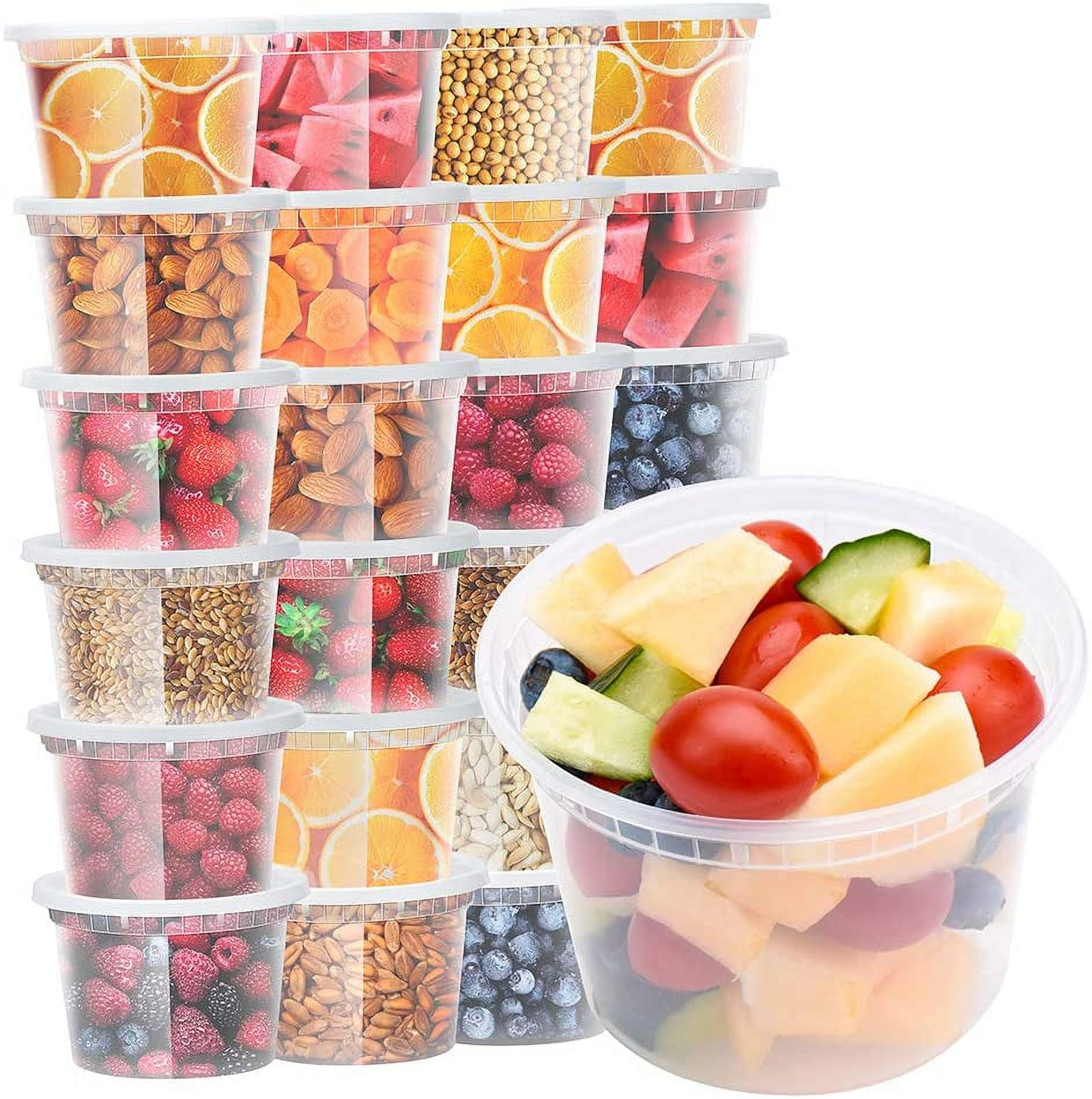 Glotoch 48 Pack 16 oz. (2 Cups) Plastic Food and Drink Storage Containers  Set with Lids - Microwave, Freezer & Dishwasher Safe Eco-Friendly,  BPA-Free, Reusable …