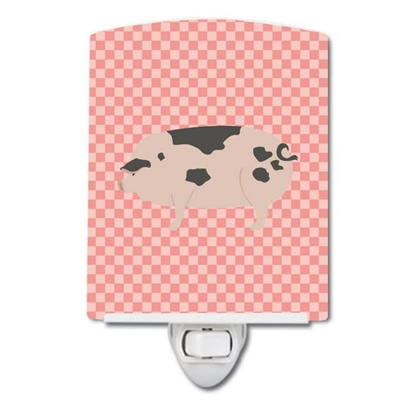 Gloucester Old Spot Pig Pink Check Ceramic Night Light