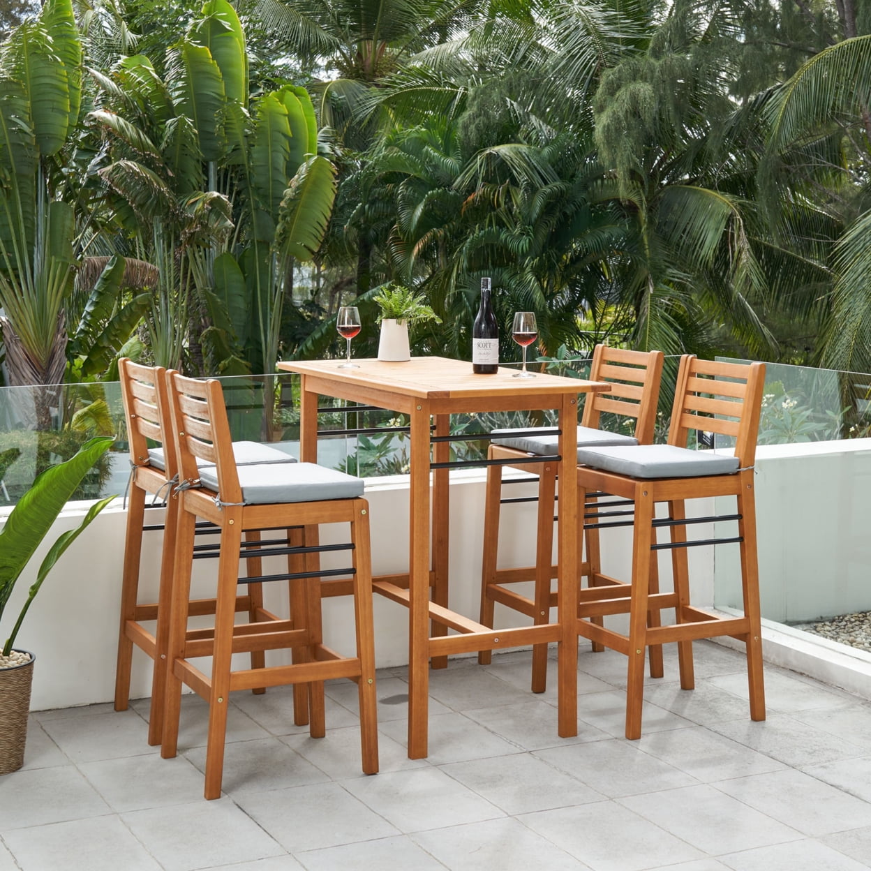 International Caravan Seville Set of 5 Bar Height Table Group International Caravan Seville Set of 5 Bar Height Table Group