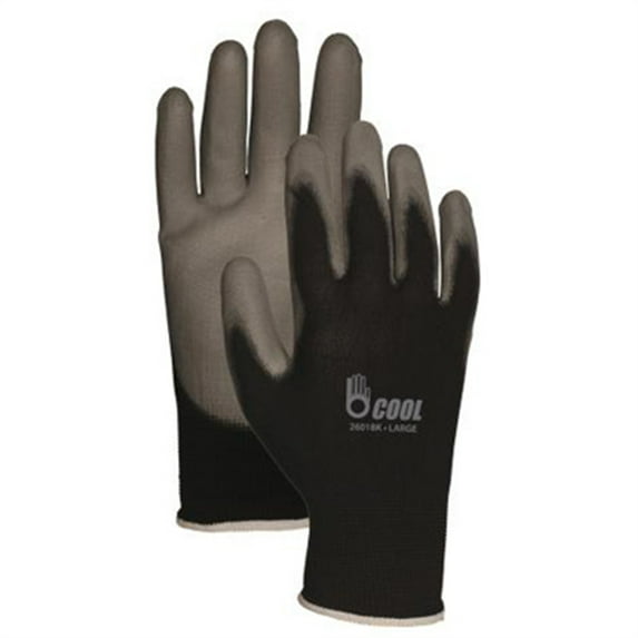 Glove Black Nylon Gray Palm Lg