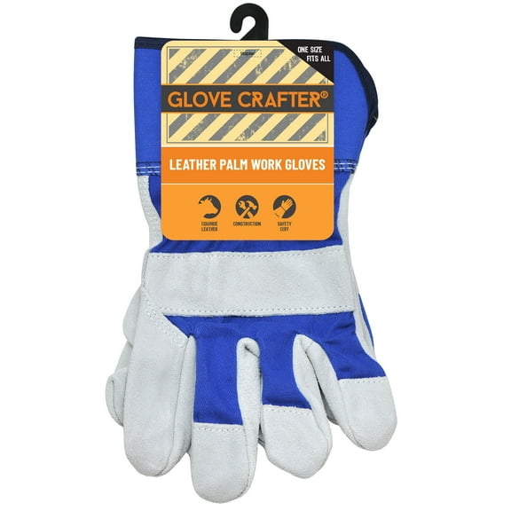 Glove Crafter Leather Palm Work Gloves with Safety Cuff for Men (Pack of 6)