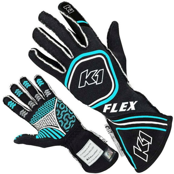 K1 Racegear Glove Flex Large Black / Flo Blue SFI / FIA