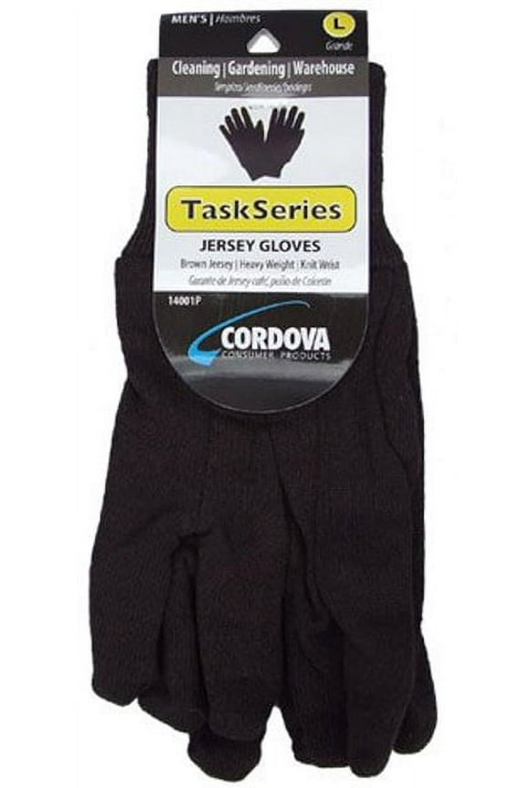 Glove Men'S Brown Jersey Lg, PartNo 14021 / 14, by Cordova Glove/Div In, Househo