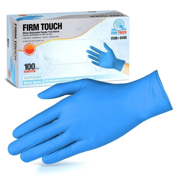 Glove Station Disposable Nitrile Gloves for Kitchen and Household - Multi Use Non-Latex Textured Gloves for Cleaning, Cooking, Food Handling - 4MM- 100-Count-Med-Blue