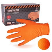 Glove Station Disposable Nitrile Gloves - Multi Use, Non-Latex Diamond Textured Gloves for Work & Industrial Use - 100 Count, 8 mil, Orange, Large
