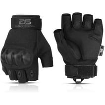 Glove Station- Fingerless Knuckle Gloves for Men - Motorcycle Gloves for Driving, Hiking, or Work - Black/Medium