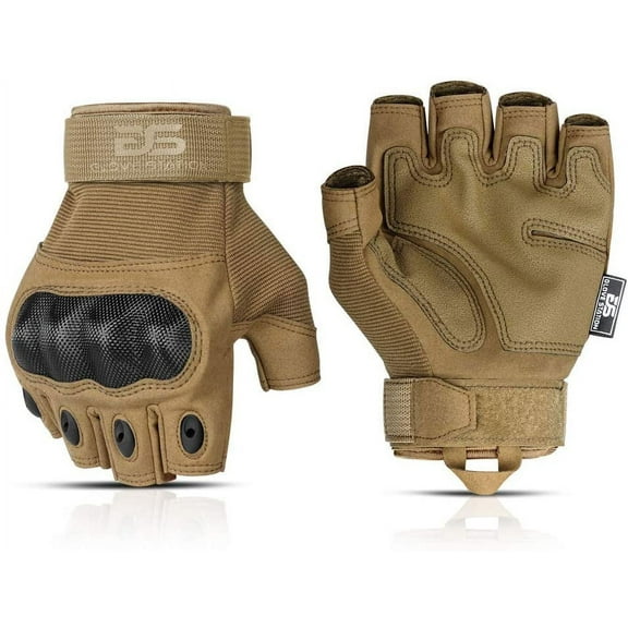 Glove Station- Fingerless Knuckle Gloves for Men - Motorcycle Gloves for Driving, Hiking, or Work - Tan/XX-Large