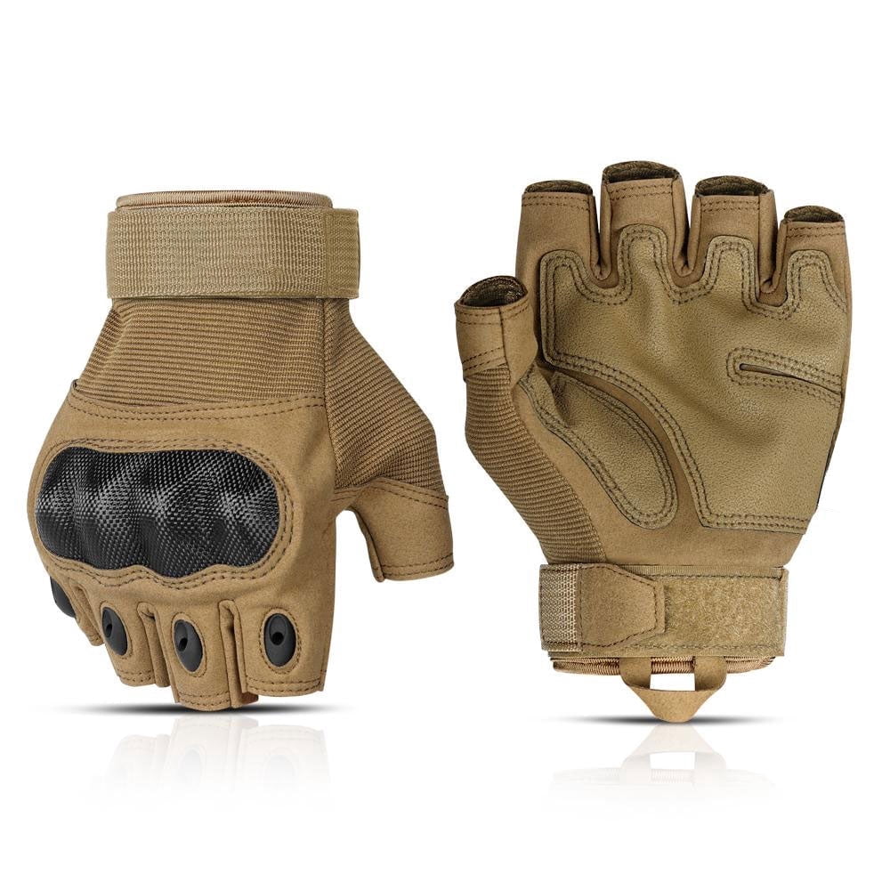 Glove Station- Fingerless Knuckle Gloves for Men - Motorcycle Gloves for Driving, Hiking, or Work - Tan/XX-Large